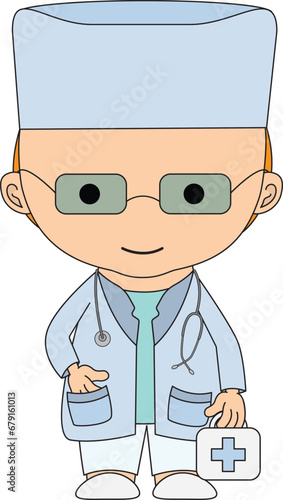Illustrations medical personnel, doctor, nurse, health, medicine. Medical characters. Cute doctors, stomatologs and nurses. Men and women are avatars. Vector flat illustration.