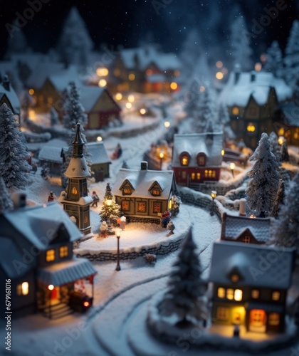 miniature christmas in a snow village