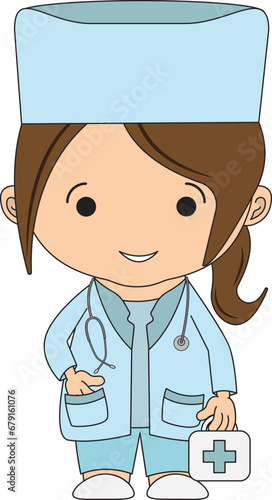 Illustrations medical personnel, doctor, nurse, health, medicine. Medical characters. Cute doctors, stomatologs and nurses. Men and women are avatars. Vector flat illustration.