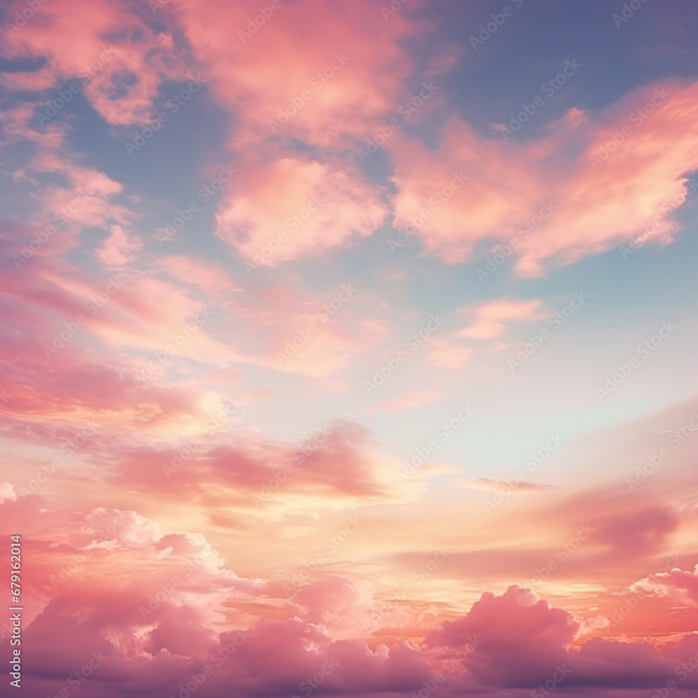 Fotografia con paisaje natural de varias nubes en cielo, con tonos anaranjados de atardecer