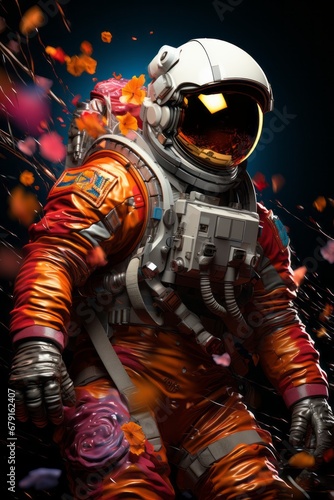An abstract pixelated astronaut suit with pixelated gloves and boots, emphasizing the protective gear necessary for spacewalks.