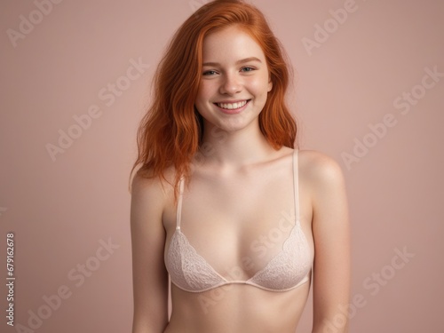 Adult beauty elegant redhead young woman in lingerie