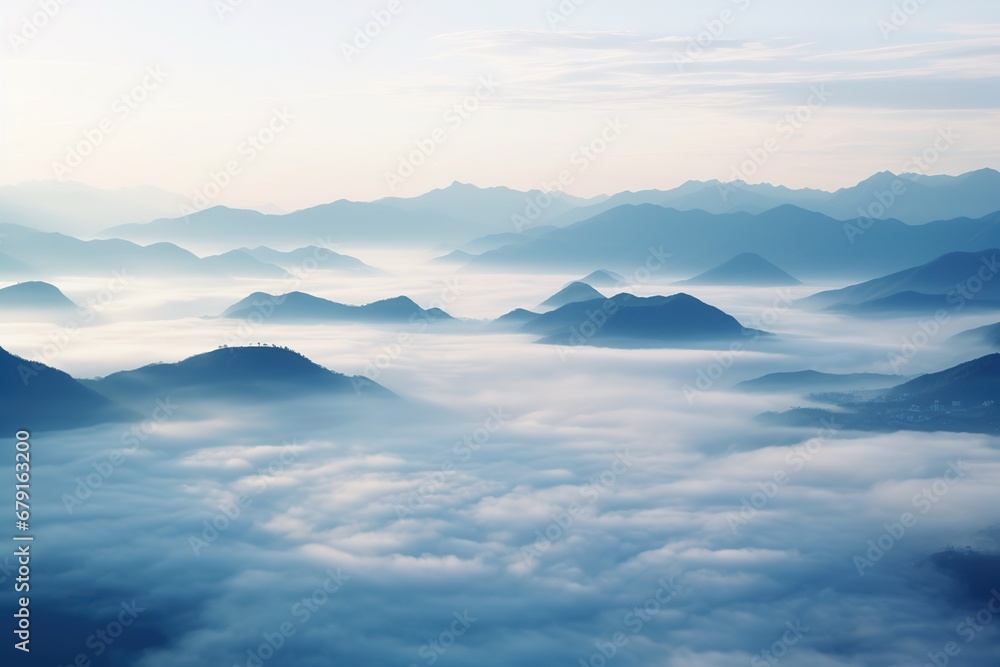 Beautiful landscape of mountains in foggy morning. Beauty in nature. Beautiful landscape of mountains in foggy morning. Beauty in nature.