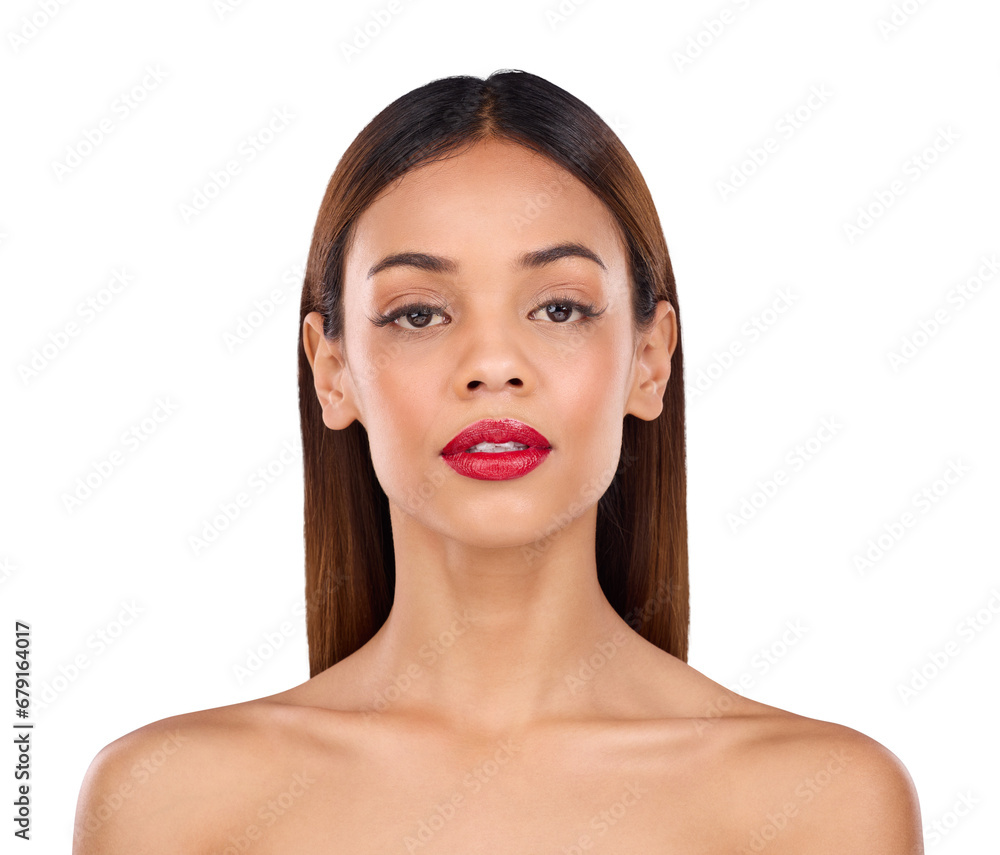 Beauty, cosmetics and portrait of woman with red lipstick on isolated, png or transparent background. Aesthetic, luxury salon and face of person with lips, gloss and makeup for glamour, glow or shine Beauty, cosmetics and portrait of woman with red lipstick on isolated, png or transparent background. Aesthetic, luxury salon and face of person with lips, gloss and makeup for glamour, glow or shine