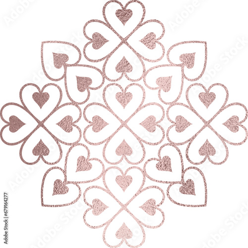 Herz Mandala in rosegold, transparenter Hintergrund