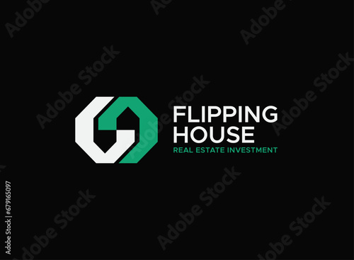 Elevate your brand with our Real Estate Flipping House Logo Design. This seamless logo is versatile, making it suitable for any company in the real estate sector. With elements like house, apartment