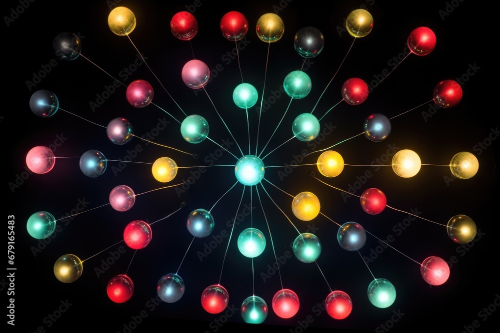 Obraz premium multi-coloured light orbs against a black setting