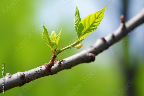 a bud sprouting on a tree branch