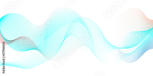 Fototapeta Naklejka Na Ścianę i Meble -  Seamless abstract Abstract blue wave geometric Technology, data science frequency gradient lines on transparent background. Isolated on white background. blue and white wavy stripes background.