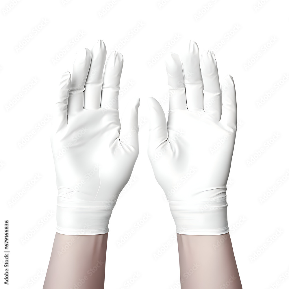 Hands in white rubber gloves on a transparent background. High-resolution Hands in white rubber gloves on a transparent background. High-resolution