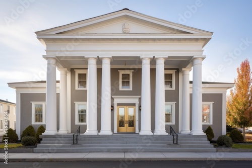 greek revival courthouse with twin pillars