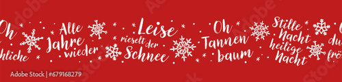 Hand written lyrics from German Christmas songe like "Silent night", seamless pattern, background great for wrapping, wallpapers, banners - vector design