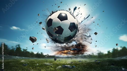 Soccer ball flies into the goal  © Taisiia