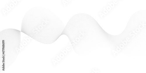 Abstract white and gray wave geometric Technology, data science frequency gradient lines on transparent background. Isolated on white background. black and white wavy stripes background.