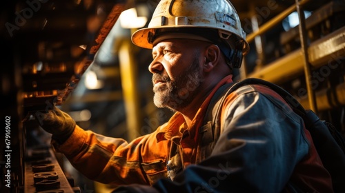 An operator working doing maintenance tasks on an oil