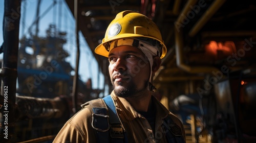 An operator working doing maintenance tasks on an oil