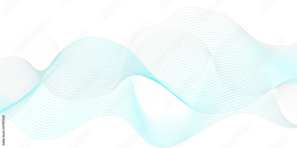 Seamless abstract blue wave geometric Technology, data science frequency gradient lines on transparent background. Isolated on white background. blue and white wavy stripes background.