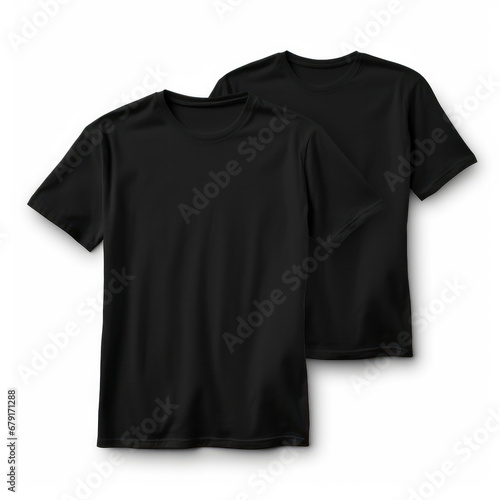 Clothing Presentation: Plain Black T-Shirt Design mockup, Front and Back.ai generative