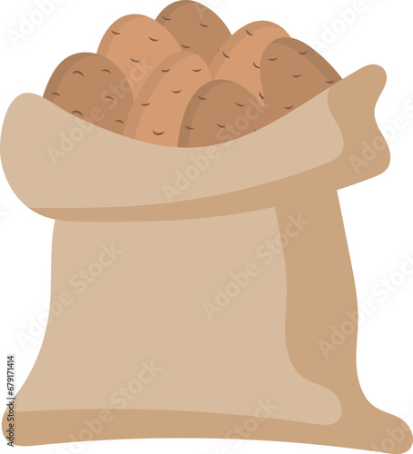 Potato. A bag of potatoes. Harvest. Vegetable bag.