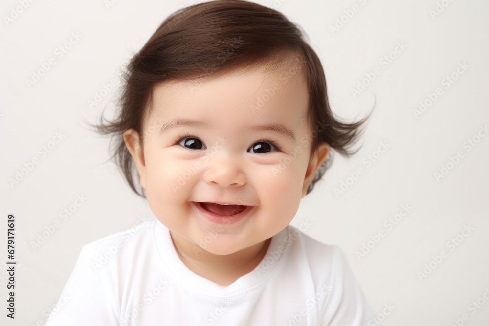 portrait of a happy cute baby child in white background portrait of a happy cute baby child in white background