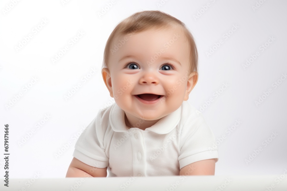 portrait of a happy cute baby child in white background portrait of a happy cute baby child in white background