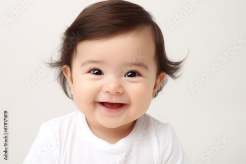 portrait of  a  happy cute baby child in white  background 