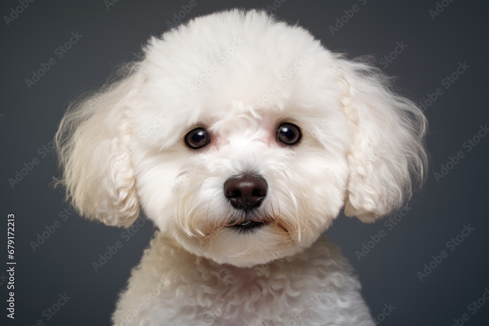 close up portrait of a white dog