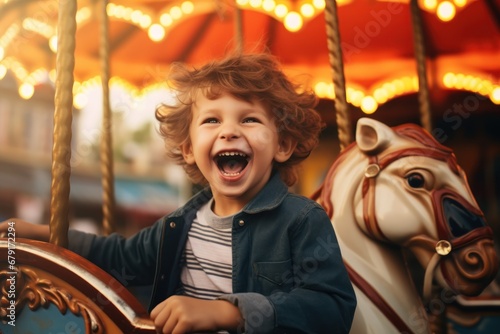  little boy in carousel  park © nataliya_ua