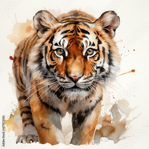 Watercolor royel bangla taigar Sublimation Clipart illustration Generative Ai photo