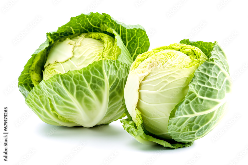 Fototapeta premium fresh savoy cabbage isolated on white background,