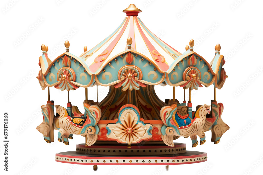 Whimsical Wonderland Carnival Carousel Isolated on transparent background