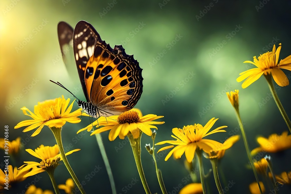 Obraz premium butterfly on yellow flower