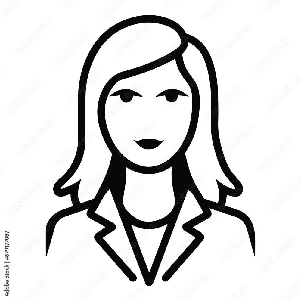 Business Woman In A Suit Flat Icon Isolated On White Background Business Woman In A Suit Flat Icon Isolated On White Background
