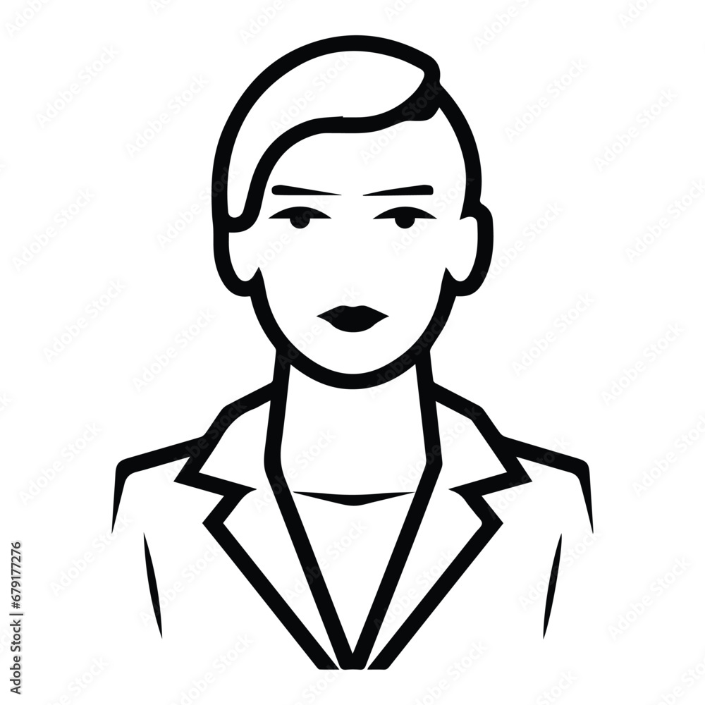 Businesswoman With Short Hair Flat Icon Isolated On White Background Businesswoman With Short Hair Flat Icon Isolated On White Background