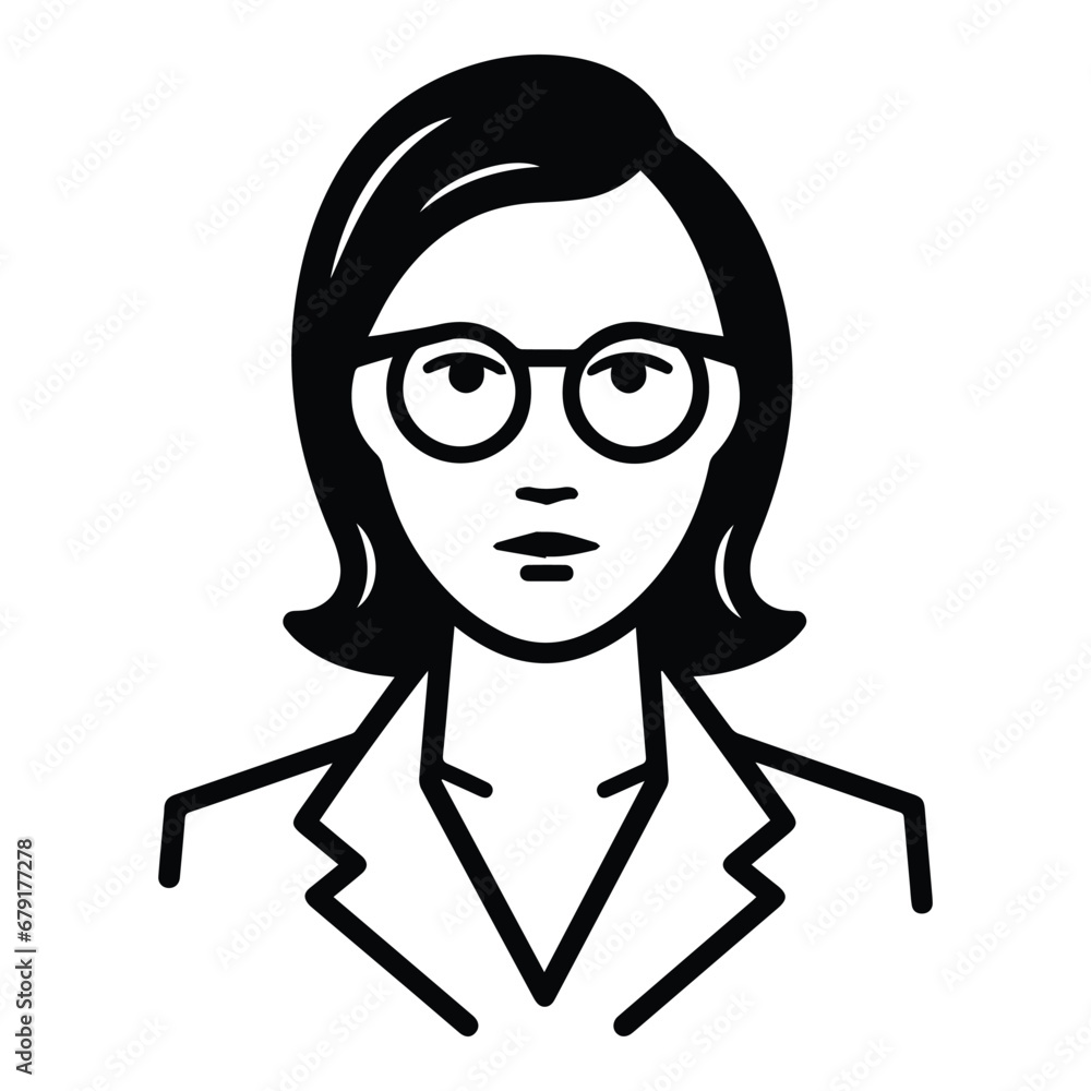 Businesswoman In Glasses Flat Icon Isolated On White Background Businesswoman In Glasses Flat Icon Isolated On White Background