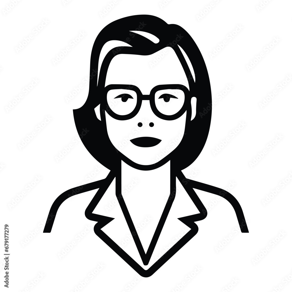 Businesswoman In Glasses Flat Icon Isolated On White Background