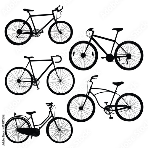 Bicycle or Cycle Black Vector Silhouettes