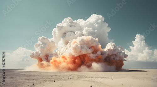 White cloud explosion in desert © Oksana