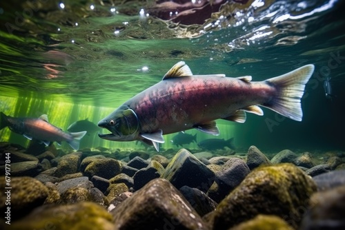 salmon migrating upstream to spawn