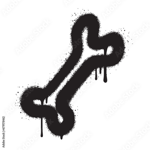 Spray Painted Graffiti bone icon Sprayed isolated with a white background. 