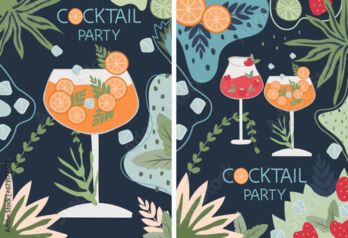 Variety of cocktails in flat style. This collection features a range of classic alcoholic and non-alcoholic beverages in multiple glass types, ideal for menu inclusion and diverse celebration themes