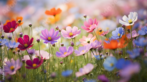 field of wild flowers  pastel colors