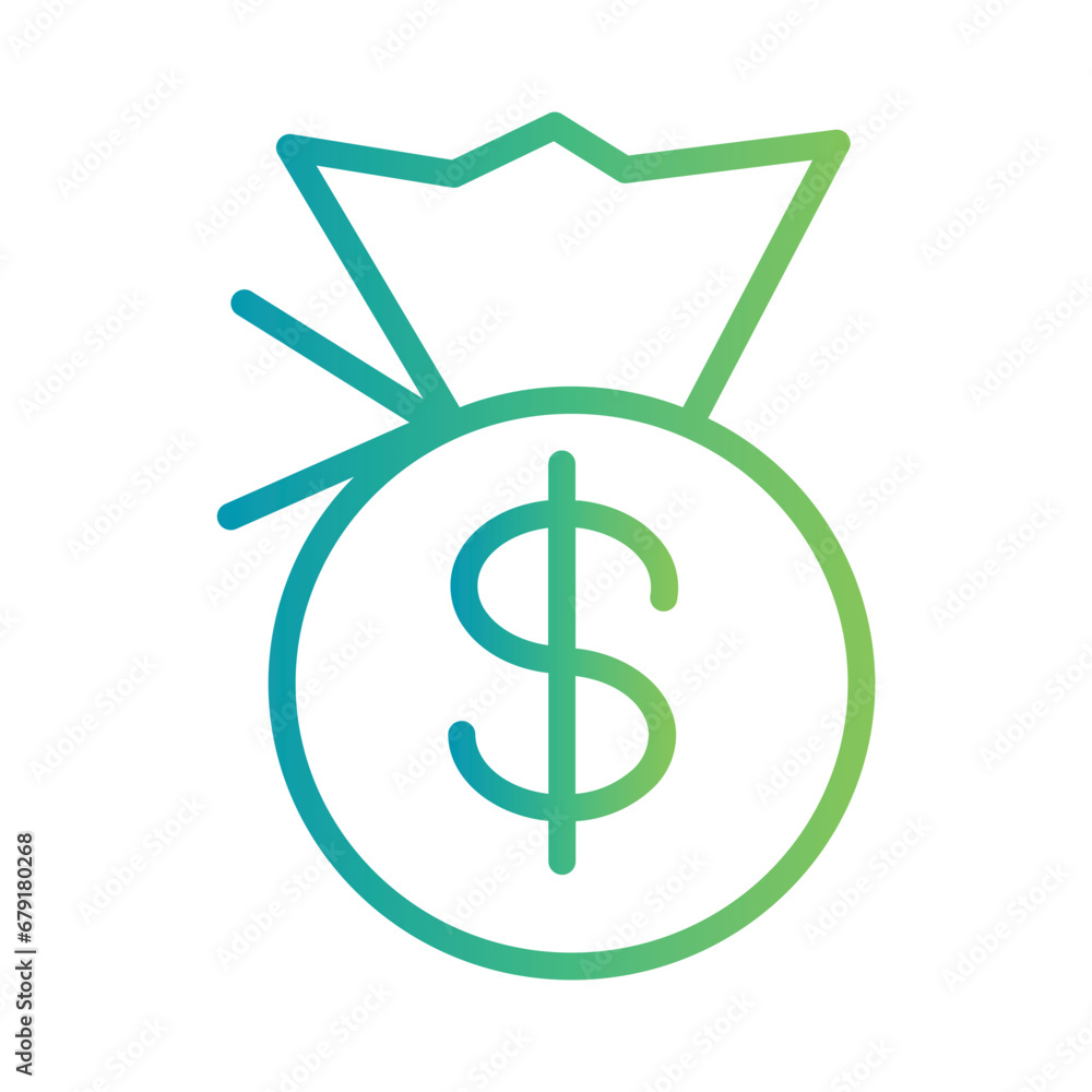 Pocket Dollar Bag Gradient Outline Icon Pocket Dollar Bag Gradient Outline Icon