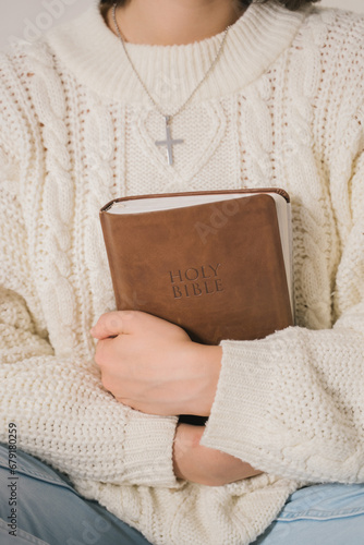 Woman Hands Holy Bible Cross