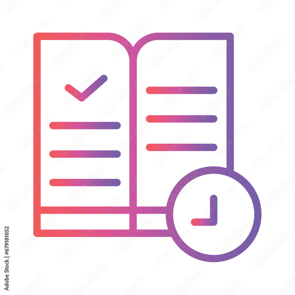 Book Check Library Gradient Outline Icon Book Check Library Gradient Outline Icon