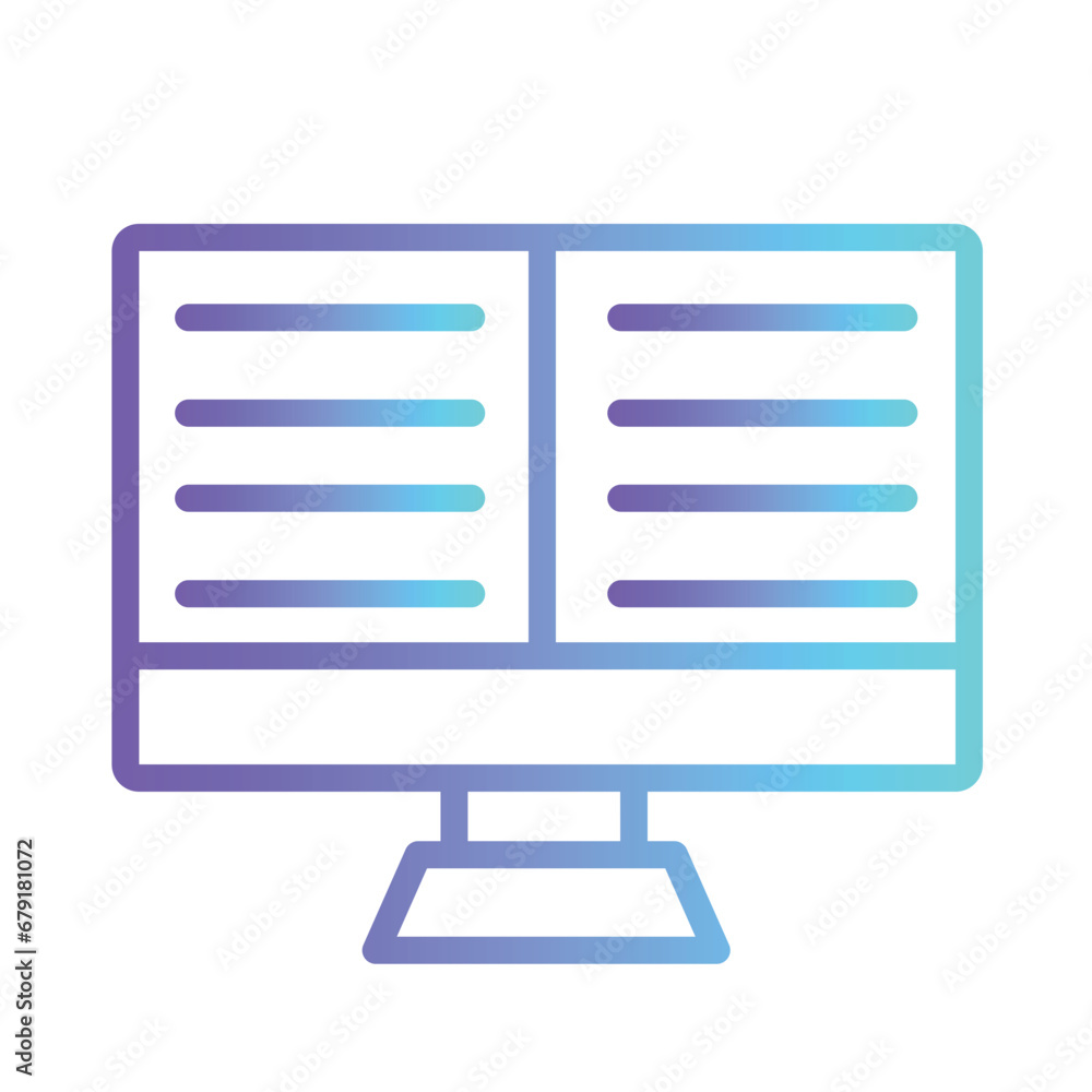 Book Computer Book Gradient Outline Icon Book Computer Book Gradient Outline Icon