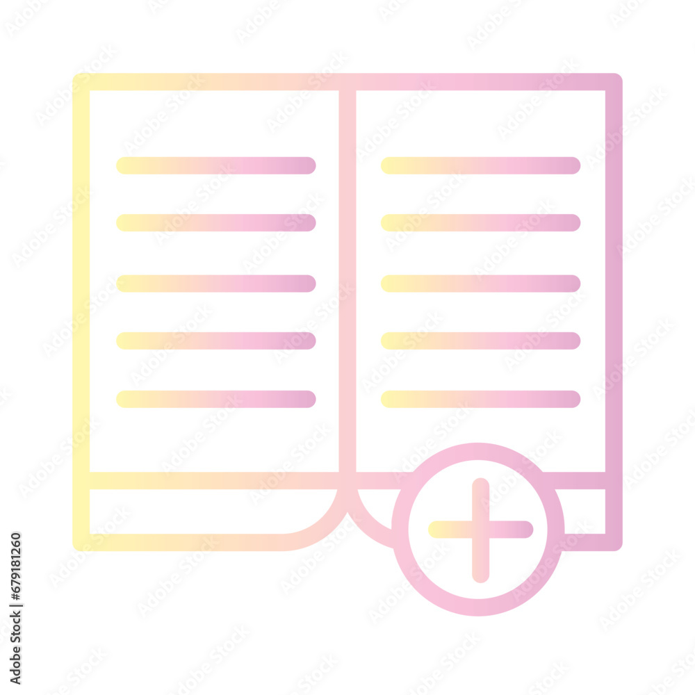 Book Library Plus Gradient Outline Icon Book Library Plus Gradient Outline Icon