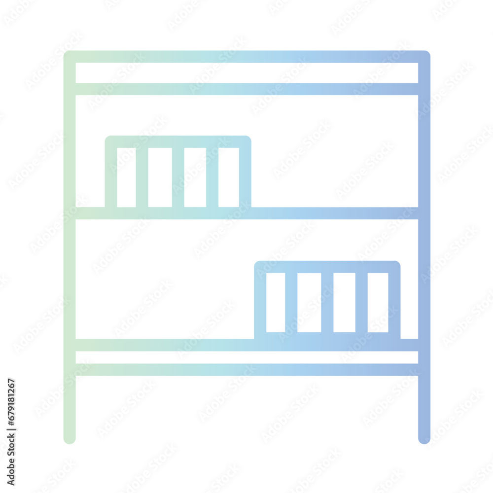 Book Shelves Interior Gradient Outline Icon Book Shelves Interior Gradient Outline Icon