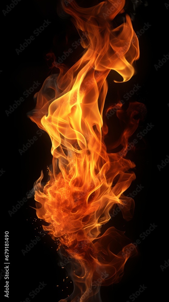 Isolated fire flame on black background Isolated fire flame on black background