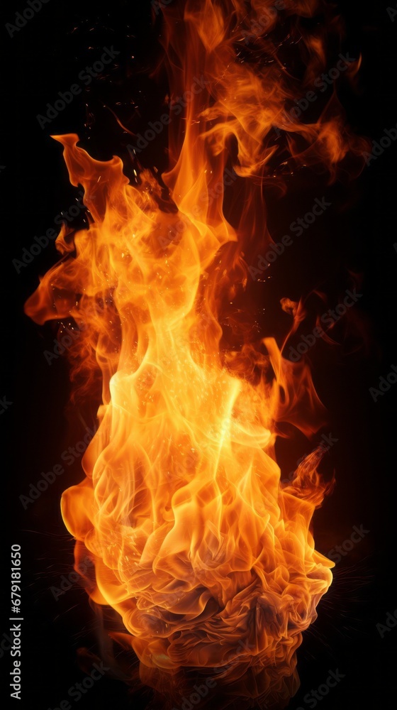 Isolated fire flame on black background Isolated fire flame on black background